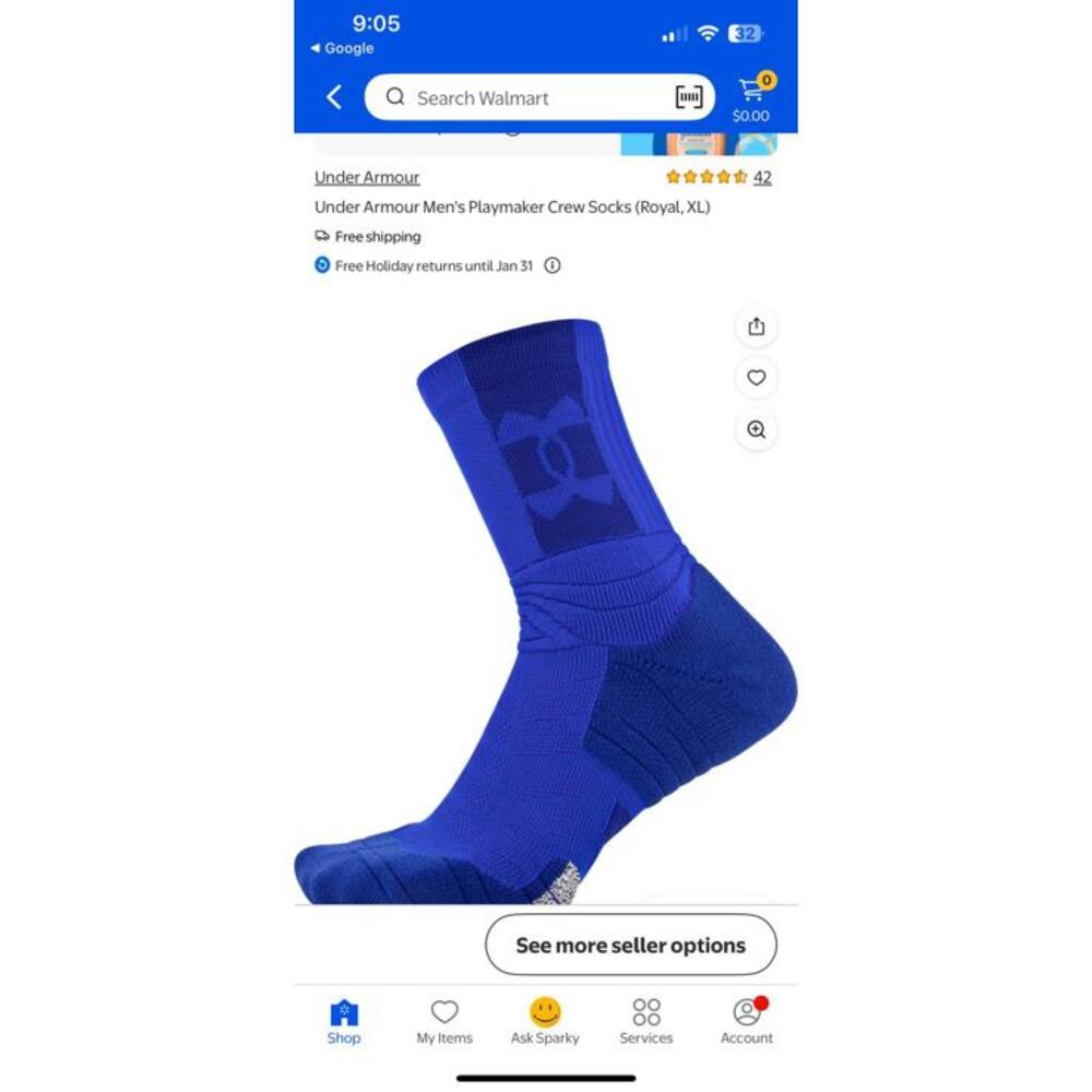 Under Armour Men's Playmaker Crew Socks (Royal, XL)
